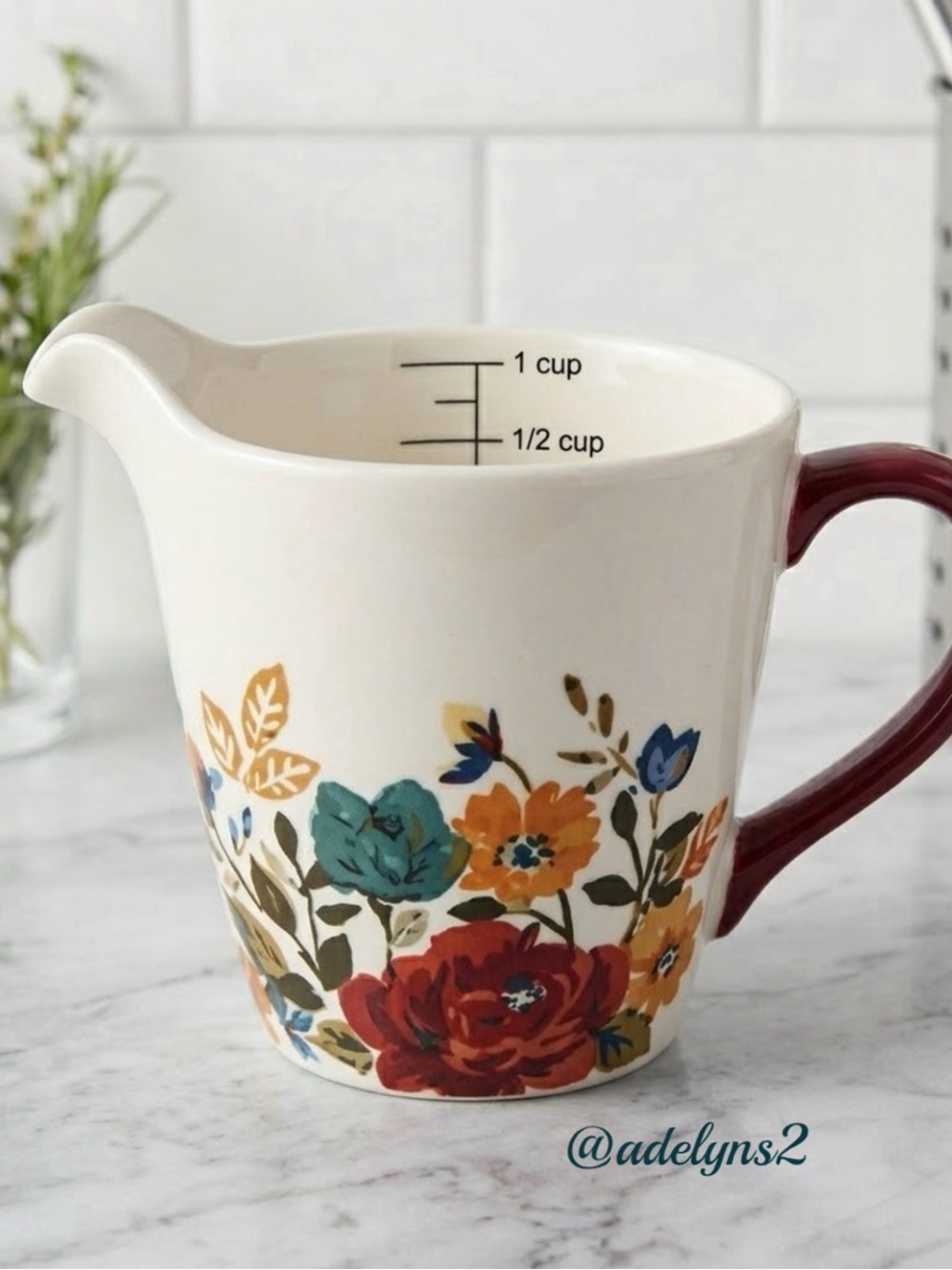 🌺 New The Pioneer Woman Stoneware Timeless Floral 4-Cup Measuring Cup